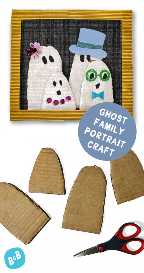 Photos showing the process of how to make our ghost family portrait Halloween art project for kids Preschool Halloween Painting Ideas, First Grade October Art Projects, Halloween Craft Elementary Kids, Family Halloween Art Projects, Halloween Art Class Ideas, October Elementary Art, Halloween Crafts For Grade 1, Art Project Elementary School, Halloween Art Kindergarten Easy