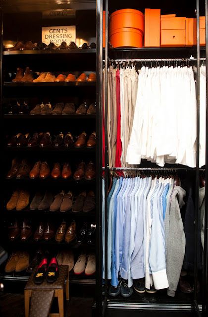 A gentleman's closet Man Closet Ideas, Transitional Closet, Mens Closet, Contemporary Closet, Gentleman's Wardrobe, Shoe Shelves, Men Closet, Closet Remodel, Dream Closets