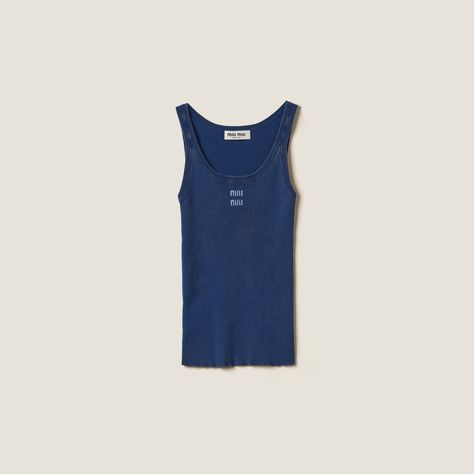 Miu Miu Knit, Miu Miu Ready To Wear, Miu Miu Top, Knit Tank Top, Knit Tank, Knitted Tank Top, Cami Tanks, Knit Tanks, Cotton Knit