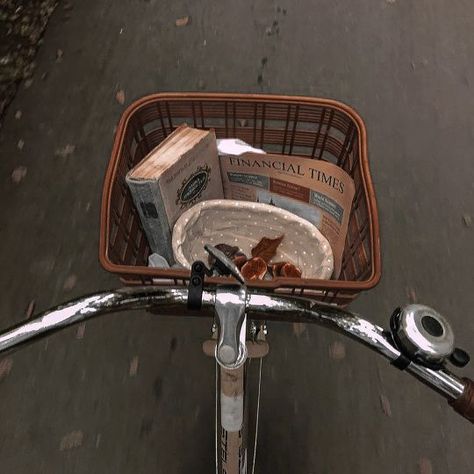 basket bicycle dark aesthetic inspo bike book reading Bike With Basket Aesthetic, Basket Aesthetic, Bicycle Aesthetic, Bike With Basket, Bicycle Basket, Bike Basket, Book Reading, Slice Of Life, My Vibe