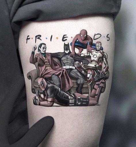 Marvel Tattoo Ideas For Men, X Men Tattoo Ideas Marvel, Man Small Tattoo Ideas, Scooby Doo Tattoo Small, Tattoo Ideas Movies, Simple Scooby Doo Tattoo, Small Cartoon Tattoo Ideas, Unique Tattoos For Men Creative, Mens Back Tattoo Ideas Unique