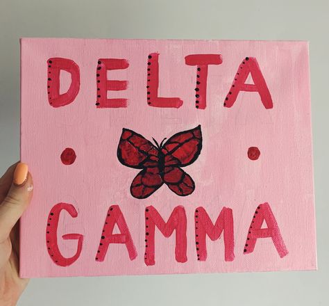 Sorority Canvas Butterfly, Delta Gamma Canvas, Canvas Butterfly, Delta Gamma Sorority, Big Little Basket, Sorority Canvas, Delta Zeta, Delta Gamma, Sorority Life