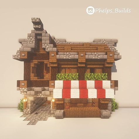 Minecraft Medieval House, Minecraft Shops, Minecraft Kingdom, Minecraft Village, Minecraft Structures, Minecraft Interior Design, Bangunan Minecraft, Minecraft Cottage, Cool Minecraft Creations