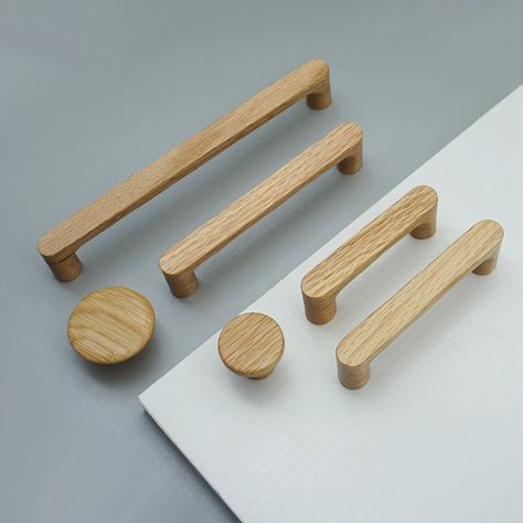 Natural Oak Wood Pulls Handles Round Kitchen Knobs Dresser Handle Minimalism Pulls Wooden Drawer Pull Simple Kitchen Hardware LBFEEL 35 - Etsy UK White Kitchen Wooden Handles, Wooden Kitchen Handles, 1970s Apartment, Kitchen Drawer Handles, Wooden Drawer Pulls, Dresser Handle, Natural Oak Wood, Sweet House, Wooden Drawer