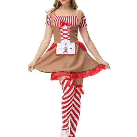 Cute Christmas Costumes Women, Gingerbread Costume, Gingerbread Outfit, Stockings Outfits, Gingerbread Woman, Cosplay Maid, Eve Costume, Christmas Extravaganza, Holiday Party Dress