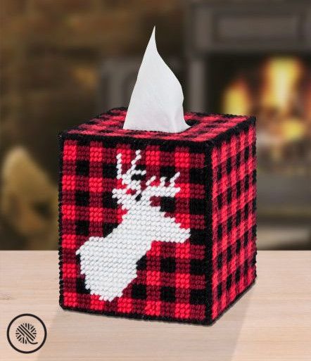 Plastic Canvas Box Patterns, Plastic Canvas Letters, Yarn Crafts For Kids, Kleenex Box Cover, Mary Maxim, Plastic Canvas Stitches, Kleenex Box, White Deer, Stag Head