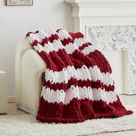 PRICES MAY VARY. 100% Polyester Luxurious Accessory: Looking for something to warm up the room and add more texture? The Longhui Bedding chunky knit blanket is the right option for you! Made from soft and super snuggly materials, this textured throw blanket is here to keep you warm while adding more style to your home. Made with Love and Care: This burgundy and white blanket is 100% hand knitted by our talented team of artisans. The blanket has a chunky knit design that looks lovely in any type Chunky Crochet Christmas Blanket, Croxhet Christmas Blanket, Bulky Yarn Crochet Patterns Blanket Christmas, Knit Chunky Blanket, Chunky Throw Blanket, Cable Knit Throw Blanket, Textured Throw Blanket, Cable Knit Blankets, Cable Knit Throw