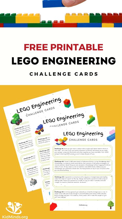 Lego Stem Activities, Steam Activities For Kids, Lego Engineering, Lego Learning, Lego Therapy, Printable Lego, Organize Thoughts, Lego Play, Lego Camp