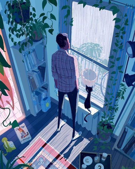 10+ Heartwarming Comics Show That Love Is Always In The Details - 9GAG Watching The Rain, Pascal Campion, Cat Sketch, Plakat Design, Art Et Illustration, Art And Illustration, Rain Drops, Drawing Inspiration, The Rain