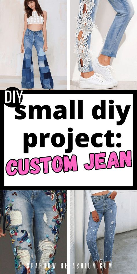 Upcycle Jeans Refashioning, Diy Jeans Refashion, Old Jean Refashion, Cut Up Jeans, Custom Jeans Diy, Jeans Refashion, Old Clothes Refashion, Thrift Store Refashion, Upcycle Clothes Diy