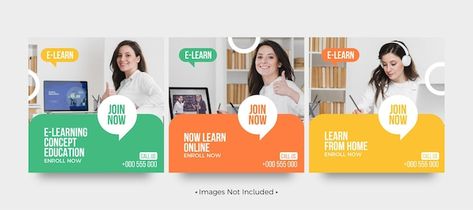 Education Social Media Post, Banner School, Instagram Application, Social Media Course, Facebook Design, School Banner, Vector Banner, E-learning, Digital Marketing Social Media