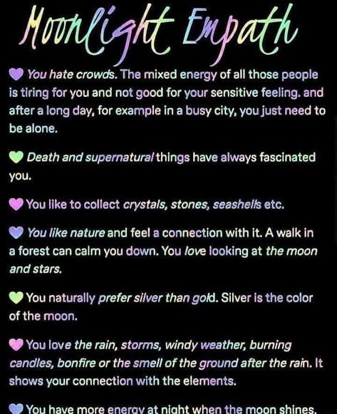 Gypsy Witch on Instagram: “Do you identify as a moonlight empath?  Don't forget today is the new/dark moon. New moons are a great time for accepting your flaws and…” Empath Traits, Empath Abilities, Intuitive Empath, An Empath, Highly Sensitive People, Highly Sensitive Person, Look At The Moon, Dark Moon, A Witch