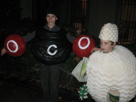 Carbon dioxide and a white blood cell A24 Costumes, Science Costumes, Friend Costumes, Halloween Science, Duo Halloween Costumes, White Blood, Science Lover, Last Minute Halloween Costumes, Easy Cheap