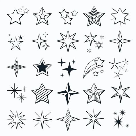 Star Drawing Ideas, Camo Stencil, Cute Fonts Alphabet, Star In Japanese, Small Star Tattoos, Star Doodle, Tattoo Filler, Star Outline, Small Doodle