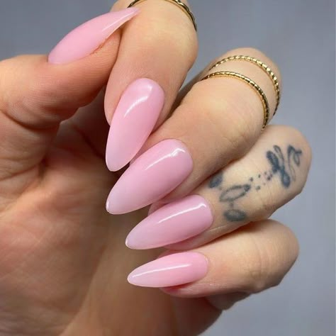 Almond Nails Pink, Long Almond Nails, Dots Nails, Almond Acrylic Nails, Pink Acrylic Nails, Oval Nails, Fire Nails, Classy Nails, Short Acrylic Nails