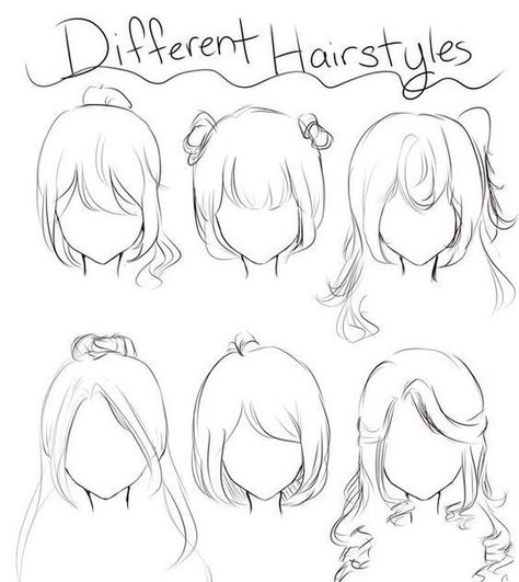 Girl Hair Drawing, Pelo Anime, Drawing Hair Tutorial, Manga Hair, Hair Sketch, Manga Drawing Tutorials, Seni Dan Kraf, Hairstyles For Girls, Drawing Faces