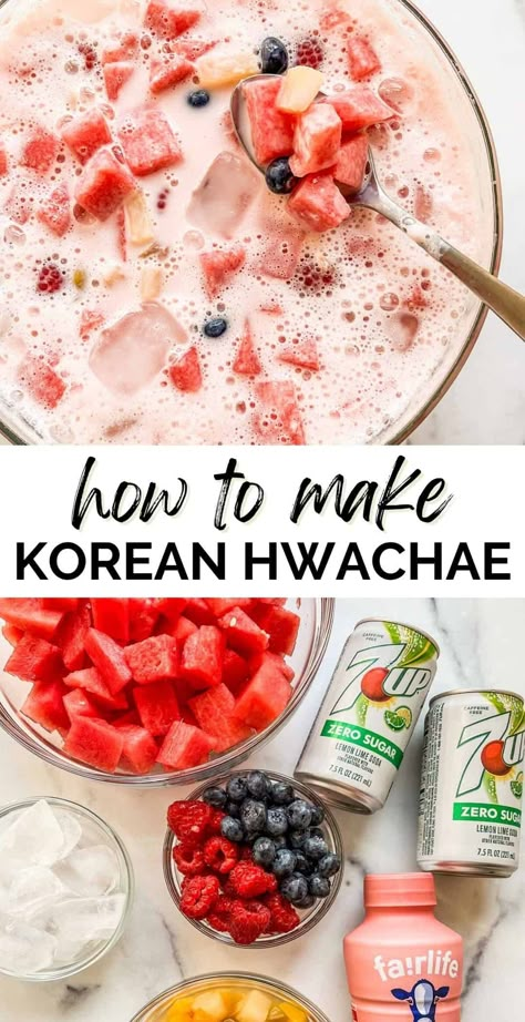 Korean Drinks Recipe, Viral Food, Think Food, Fruit Punch, Interesting Food Recipes, Yummy Drinks, Healthy Drinks, Cooking And Baking, Love Food