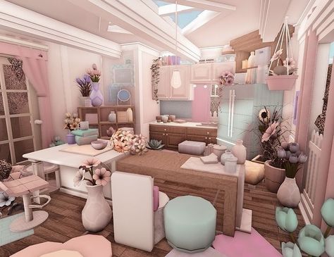 Pastel Bloxburg Kitchen, Danish Pastel Kitchen Bloxburg, Danish Pastel Bloxburg, Bloxblug House, Preppy Bloxburg, Bloxburg Decor, Clutter Core, Aesthetic Bloxburg, Bloxburg Rooms