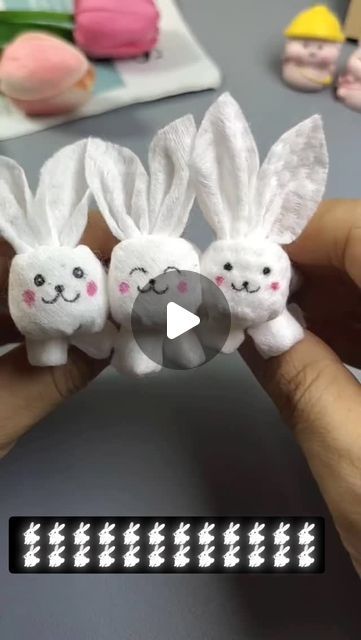 easy crafts on Instagram: "Don’t throw away used face towels. Today I will teach you how to make cute rabbits. Let’s make them with your children. #HandmadeLittleWhiteRabbit #Handmade #HandmadeDIY #TreasureFromWaste #LifeTips" How To Make A Rabbit, Rabbit Craft, Rabbit Diy, Cute Rabbits, Tissue Paper Flowers Diy, Rabbit Crafts, Barbie Doll Clothing Patterns, Easter Bunny Crafts, Toilet Paper Roll Crafts