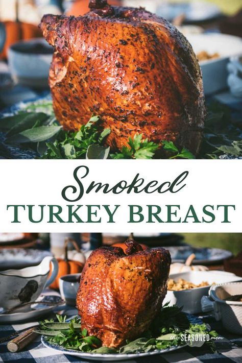 Moist, juicy and full of flavor, this whole, bone-in smoked turkey breast is the perfect addition to your Thanksgiving dinner, or an easy Sunday supper at any time of year. These step-by-step instructions yield the best turkey breast recipe without any stress or fuss (no brine necessary!). Serve the tender meat alongside your favorite sides like stuffing, green bean casserole, roasted root vegetables, mashed potatoes and corn casserole for a delicious harvest feast! Best Turkey Breast Recipe, Smoked Turkey Breast Recipe, Potatoes And Corn, Smoked Turkey Breast, Frozen Turkey, Turkey Breast Recipe, Whole Turkey, Roasted Root Vegetables, Best Turkey