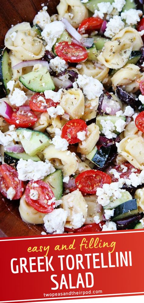 Pasta Salad Balsamic, Tortellini Filling, Greek Tortellini, Salad Balsamic, Pasta Tortellini, Tortellini Salat, Tortellini Pasta Salad Recipes, Salad Feta, Greek Tortellini Salad