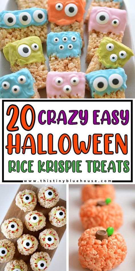 Halloween Rice Crispy Treats, Halloween Rice Krispies, Kids Deserts, Halloween Rice Krispie Treats, Rice Krispie Bars, Halloween Snacks For Kids, Vegan Halloween, Halloween Treats For Kids, Krispy Treats