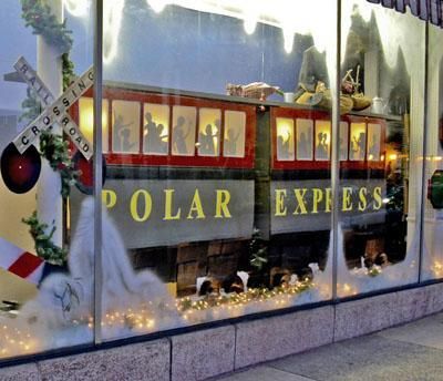 Polar Express theme fills downtown windows with trains Christmas Window Classroom, School Christmas Window Display, Christmas Window Display School, Polar Express Window Display, Christmas Advent Window Display, Classroom Window Display, Christmas Window Display Ideas, Polar Express Christmas Party, Polar Express Theme