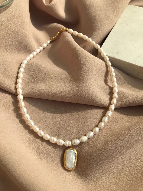 NEW Square Natural Pearl Necklaceelegant Necklace With Real - Etsy Mother Day Gift, Hand Necklace, Necklace Elegant, Elegant Necklace, Real Pearls, Natural Pearl, Elegant Necklaces, Gifts Wedding, Natural Pearls