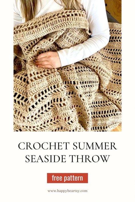 Crochet Sumer Seaside Blanket Pattern Crochet Blanket Patterns Summer, Cotton Crochet Afghan, Lightweight Crochet Blanket Pattern, Beach Afghan Crochet Pattern, Crochet Cotton Throw Blanket, Boho Crochet Stitches, Fringe On Crochet Blanket, Crochet Summer Throw, Crochet Cotton Blanket Patterns Free