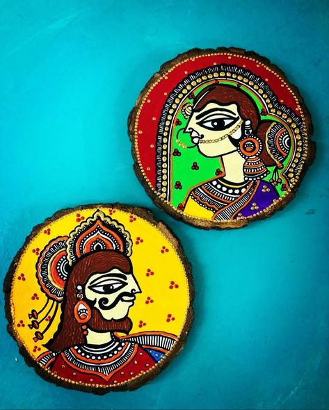 Indian style fridge magnets Kalamkari Art, Madhubani Painting, Indian Style, Fridge Magnet, Indian Art, Fridge Magnets, Creative Work, Wood Art, Painting Ideas