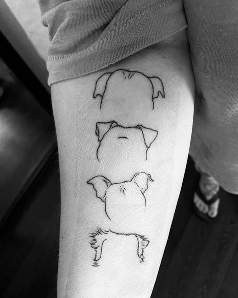 Outline Of Pet Tattoo, Pet Tattoo Minimalist, Two Dogs Tattoo Minimalist, Animal Ear Outline Tattoo, Outline Of A Dog Tattoo, Minimalist Parent Tattoo, Dog Shilloute Tattoo, Dog Eats Tattoo, Outline Pet Tattoo