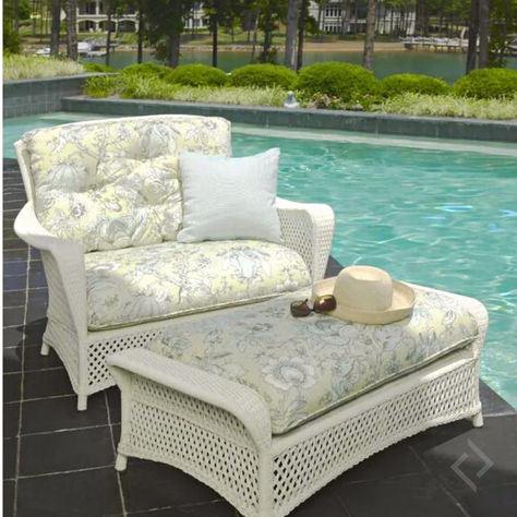 This outdoor furniture is made to order in the USA. The Grand Traverse outdoor wicker collection by Lloyd Flanders perfectly balances form and function, turning your entertaining outdoor area into your everyday escape from the daily hustle and bustle. Crafted in exclusive Sunloom vinyl, the Grand Traverse collection is durable, ensuring endless seasons of comfort and conversations. Waterproof Patio, Lloyd Flanders, Large Ottoman, Modern Patio Furniture, Sectional Furniture, Chair And A Half, Wicker Patio Furniture, Wicker Sofa, Front Lawn