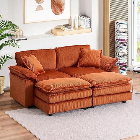 Amazon.com: 84.6" Sectional Sofa Couch for Living Room,Modern Upholstered Corduroy L Shaped Couch with Chaise,Comfy Deep Seat Loveseat Sofa with Removable Ottoman for Apartment,Office,Small Space(2 Seater,Orange) : Home & Kitchen Corduroy Sofa, L Shaped Sofa, Loveseat Sofa, Sectional Sofa, Sectional, Ottoman, Couch, Apartment, Sofa