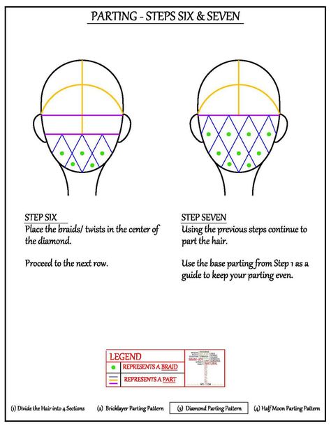 Diamond Parting - Page 4 Braids Parting Pattern, Knotless Braids Parting Pattern, Parting Pattern, Diamond Parting, Box Braids Parting, Box Braids Parting Guide, Braids Parting, Triangle Box Braids, Parting Hair