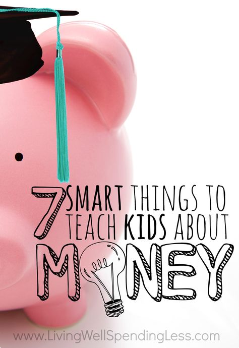 How would your life be different right now if you had learned how to win with money when you were young? Teaching our kids how to handle money is one of the most important things we will ever do, and for better or worse, our choices now will leave a legacy for years to come. If you want your kids to grow up financially savvy, don't miss these 7 smart things you need to teach them about money, starting today! Teaching Kids Money, Money Lessons, Financial Fitness, How To Teach Kids, Kids Money, Smart Things, Teach Kids, Smart Kids, Smart Money