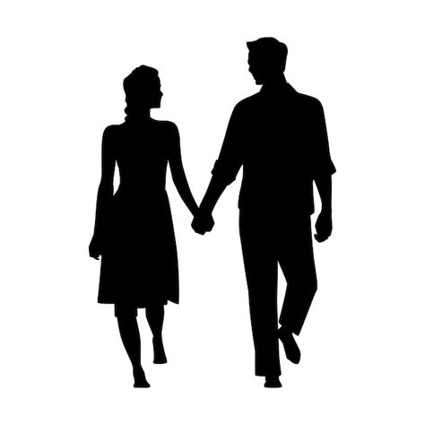 Flat design couple holding hands silhoue... | Free Vector #Freepik #freevector #couple-silhouette #couple-illustration #relationship #love-illustration Sillouttes Images Couple, Couple Holding Hands Silhouette, Couple Poster Design, Holding Hands Silhouette, Couples Silhouette, Relationship Illustration, Holding Hands Drawing, Couple Vector, People Holding Hands