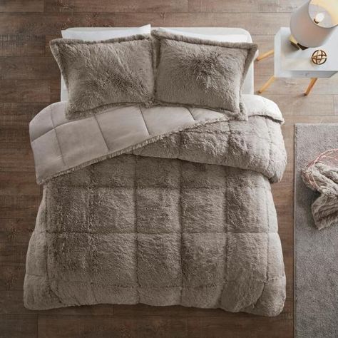 Faux Fur Comforter, Dorm Bedding Sets, Faux Fur Bedding, Fur Comforter, Grey Comforter Sets, Fur Bedding, Twin Xl Comforter, Bedrooms Decor, Cama King