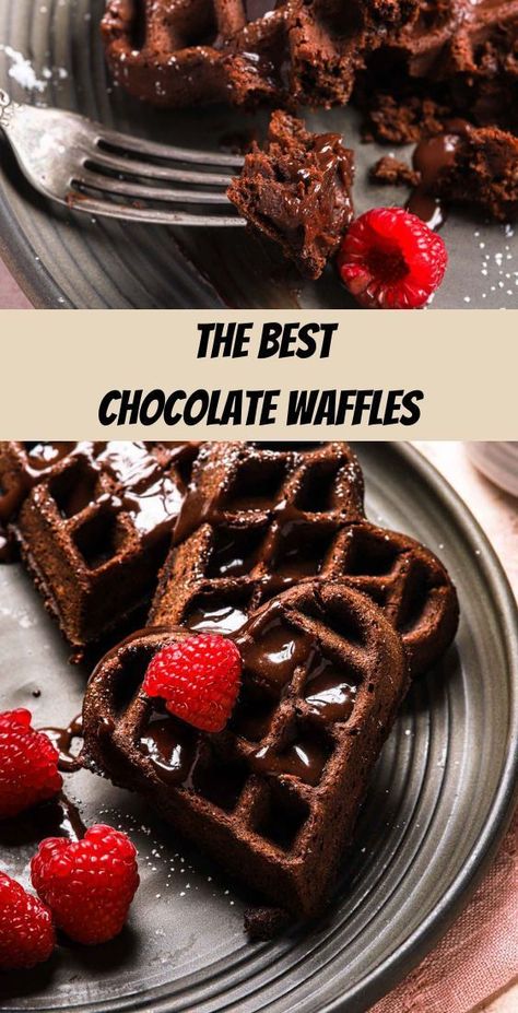 Homemade chocolate waffles are the perfect breakfast, snack, and chocolate lover recipe. Crispy on the outside, light and tender on the inside, and easy and fun to make. #baking #chocolate #waffles #chocolaterecipe #wafflesrecipe #valentine #valentinerecipe #wafflerecipe Easy Chocolate Bars, Chocolate Waffle Recipe, Best Waffle Recipe, Chocolate Bar Recipe, Best Chocolate Cupcakes, Waffle Iron Recipes, Dessert Waffles, Chocolate Muffin Recipe, Waffles Easy