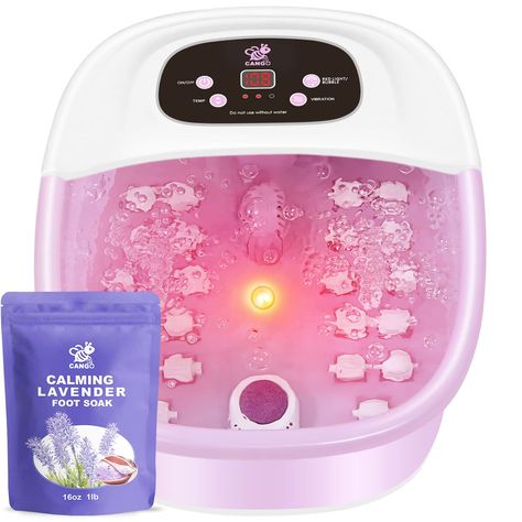 PRICES MAY VARY. 【Fast Heating & Intelligent Temperature Control】 CANGO Foot Spa Bath Massager with Heat Bubbles and Vibration Massage and Jets can heat up water efficiently and maintain water at selected temperature (95-118°F). Its 500W PTC Heater is with safe and secure multi-insulation protection and overheating protection, so you needn't worry about the safety. For Home Footbath, soaking feet in CANGO foot bucket can not only enhance the therapeutic effect, but also help relieve fatigue, swe Pedicure Tub, Pedicure Machine, Massage Machine, Soaker Tub, Foot Spa, Foot Soak, Medicine Boxes, Beauty Gadgets, Foot Bath