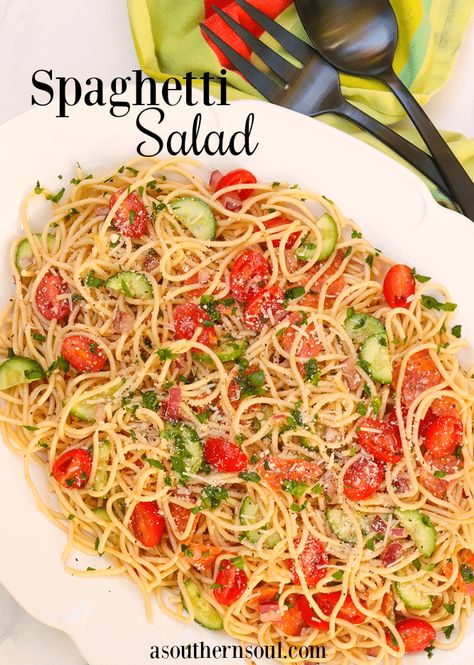 Spaghetti Salad - A Southern Soul Pasta Pepperoni, Quick Summer Meals, Italian Vinaigrette, A Southern Soul, Recipes Southern, Spaghetti Salad, Easter Dinner Recipes, Cold Salad, Summer Pasta Salad