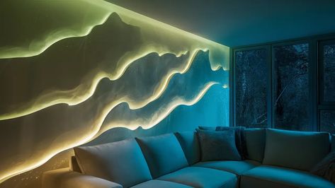 27 Best Accent Walls Ideas [2024 Edition] – Creative & Inspiring Backlit Accent Wall, Lighted Accent Wall, Accent Wall With Led Lights, Led Accent Wall, Accent Walls Ideas, Backlit Wall, Walls Ideas, Stone Accent Walls, Interactive Walls