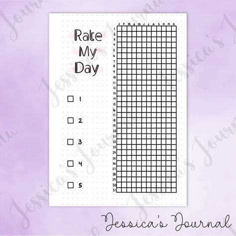 💜Rate My Day Dot Grid Journal Spread This listing includes the following.... 💗 One Rate My Day Page ✨ This is a digital PDF, no physical copies will be mailed. You will be able to download the file instantly after your payment processes. 💖 Social Medias; Make sure to tag me in any pictures/videos including my designs, I'd love to see them! 😉 💖 TikTok : Jessicas.journal Snapchat : Jessjournalshop Instagram : Jessicasjournalshop Jessicas Journal, Personalized Journals, Grid Journal, Grid Journals, Dot Grid Journal, Page One, Dot Grid, Bullet Journal Spread, Personalized Journal