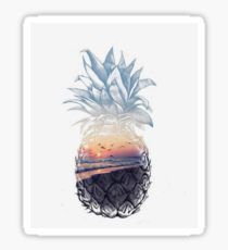 Paradise pinapple Sticker Hawaii Beach Sunset, Pineapple Pictures, Kunst Inspo, Art Amour, Art Plage, Fruit Art Print, Beach Art Print, Art Sunset, Hawaii Beach