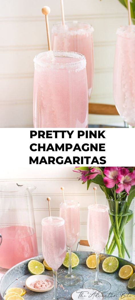 Pink Lemonade Champagne, Champagne Mixed Drinks, Pink Champagne Margarita, Champagne Margarita, Margarita Drinks, Brunch Punch, Champagne Margaritas, Cocktail Pink, 21 Party