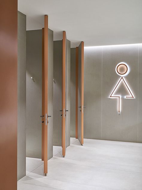 Sheraton on Behance Office Bathroom Design, Public Restroom Design, Commercial Bathroom Designs, Toilet Design Modern, Gym Design Interior, Interior Kantor, Wc Design, Public Toilet, Restroom Design