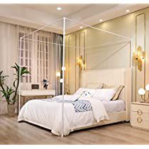 Check this out! Bed Canopy Frame, Wood Bed Bedroom, Bed Canopy With Lights, Bedroom Decor White, Bed Frame Sizes, Post Bed, Canopy Bed Curtains, Dream Bedroom Inspiration, Canopy Bed Frame