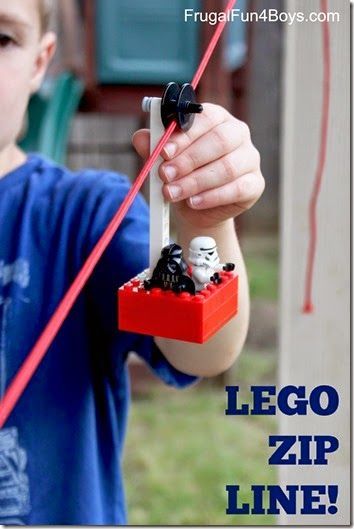 Lego Zip Line! This is such a fun, hands on STEM science activity for kids to learn and explore as a summer activity for kids. Lego Zipline, Diy Zipline, Lego Challenge, Diy Lego, Lego Club, Frugal Girls, Lego Diy, Skins Minecraft, Lego Activities