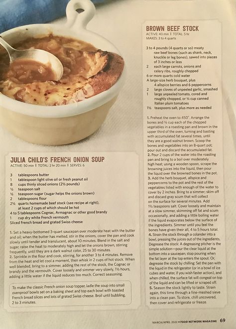 Julia Child’s French Onion soup with Brown Beef Stock ( March 2022 ) Julia Child French Onion Soup, Julia Childs French Onion Soup, French Onion Soup Stove Top, Authentic French Onion Soup, Julia Child Recipes, Soups Stews Chilis, Fall Soup, Fall Soup Recipes, French Recipes