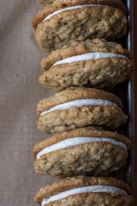 Oatmeal Cream Pies - Mostly Sourdough Sourdough Oatmeal Cream Pie Cookies, Sourdough Discard Oatmeal Cream Pies, Sourdough Oatmeal Cream Pie, Sourdough Whoopie Pies, Oatmeal Cream Cookies, Sourdough Oatmeal, Soft Chewy Oatmeal Cookies, Oatmeal Cream Pie, Hippy Life