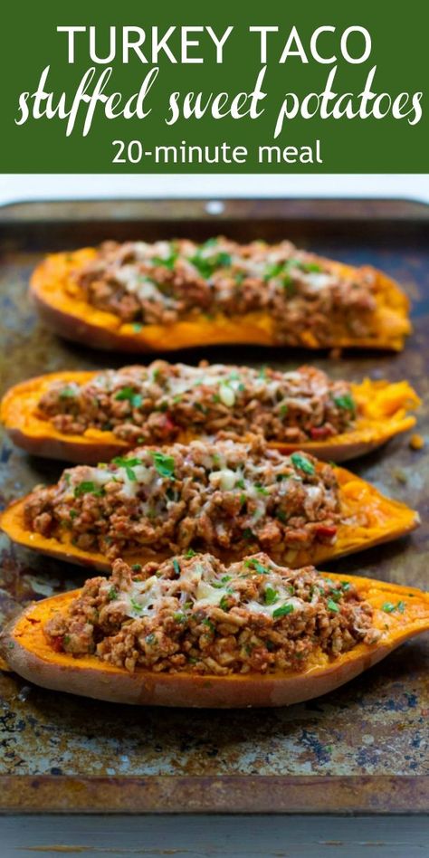 Taco Stuffed Sweet Potato, Mexican Easy, Healthy Turkey Recipes, Mexikansk Mat, Stuffed Sweet Potato, Ground Recipes, Ground Turkey Recipes Healthy, Turkey Taco, Sweet Potato Recipe